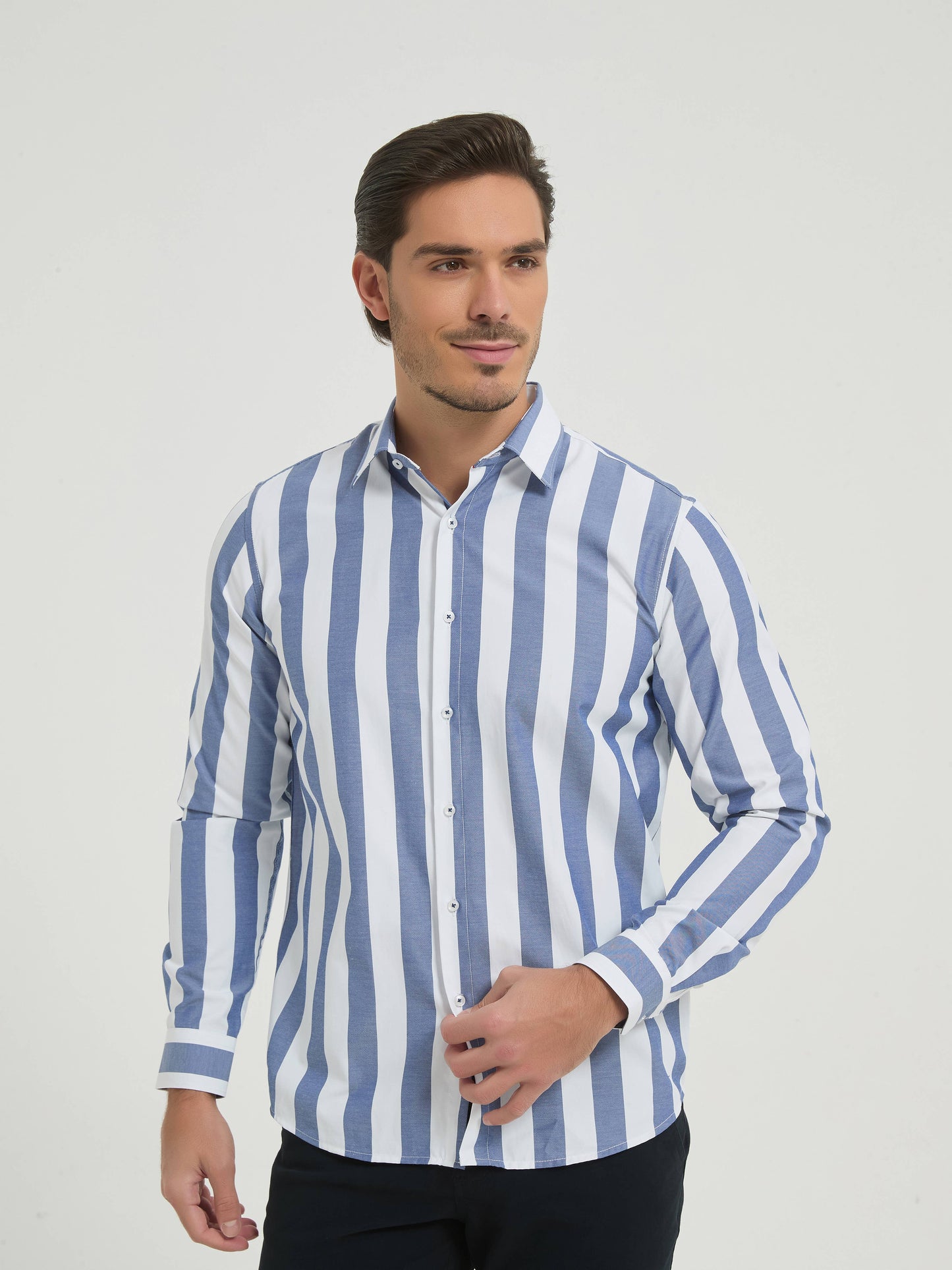 Camicia uomo a righe comfort blu