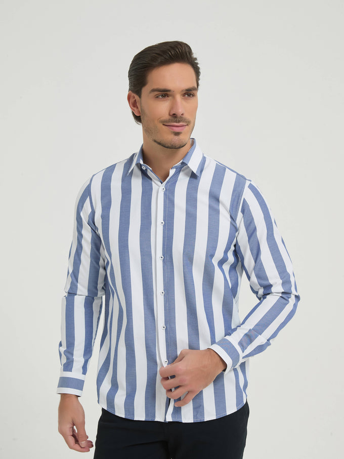 Camicia uomo a righe comfort blu