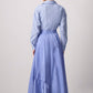Gonna lunga azzurra con coulisse e orlo arricciato in misto cotone