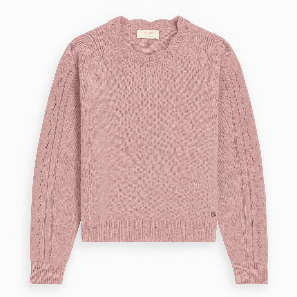 Maglia con maniche traforate e scollo tondo