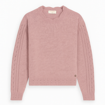 Maglia con maniche traforate e scollo tondo