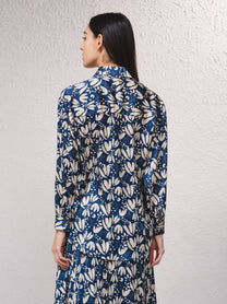 Blusa fluida in raso stampato
