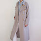 Trench coat doppiopetto in lino con bottoni dorati