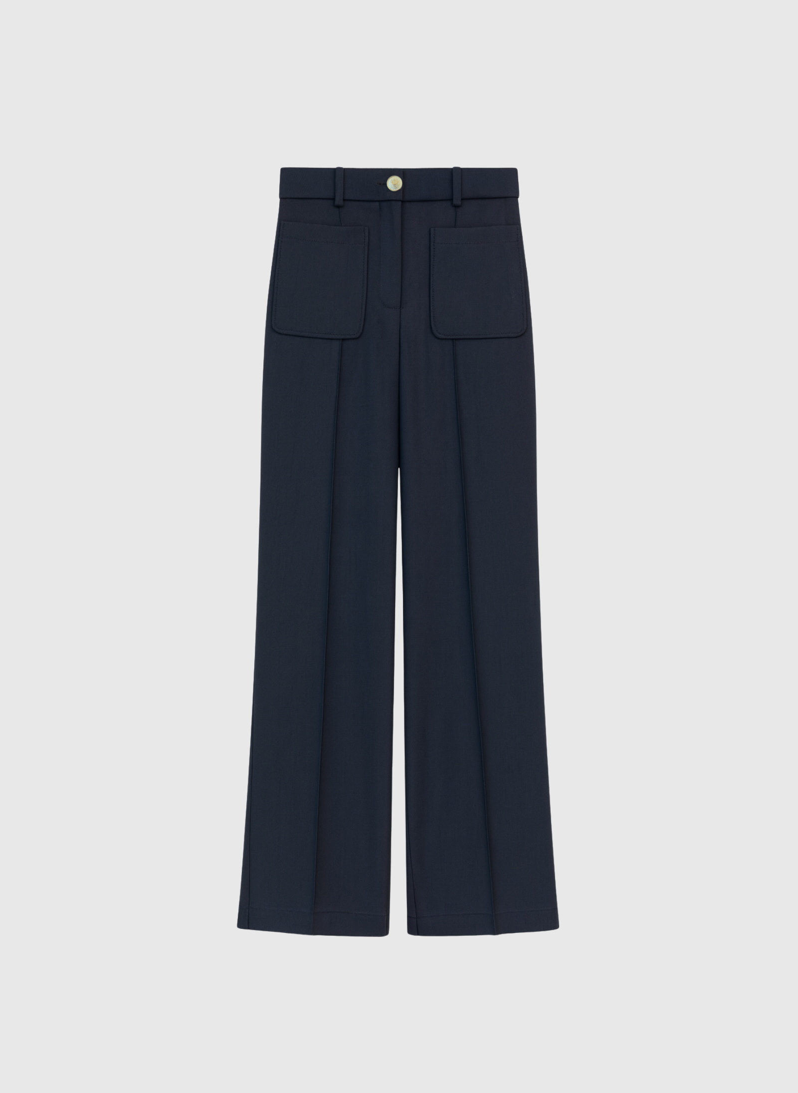 Pantaloni navy a gamba dritta con vita elasticizzata