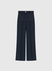 Pantaloni navy a gamba dritta con vita elasticizzata