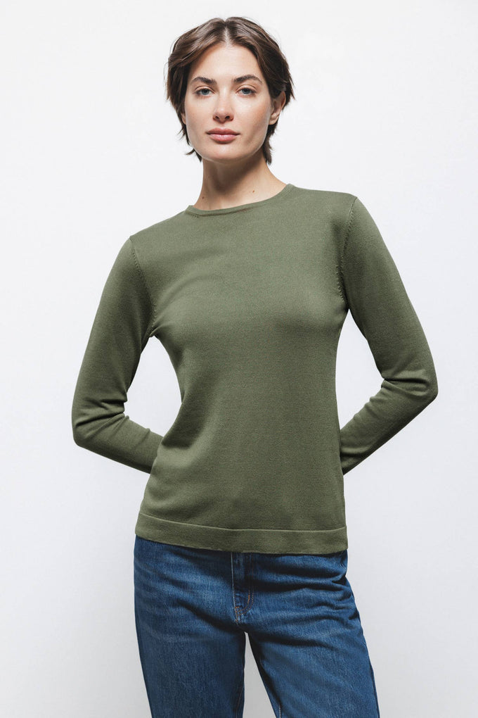 Maglione in maglia rasata con girocollo