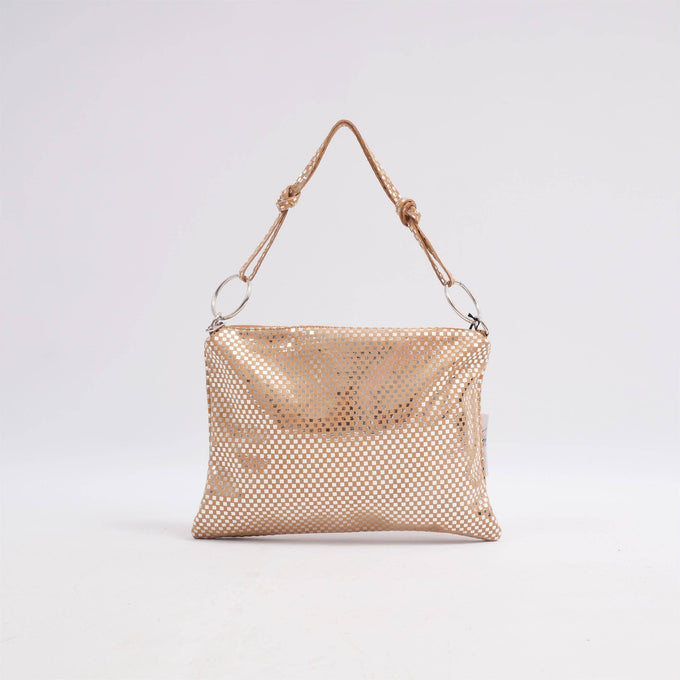 Borsa in camoscio con floccatura argentata