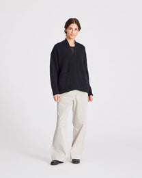 Cardigan Mette in lana d’agnello biologica nero
