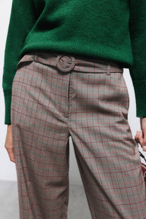 Pantaloni a quadri a gamba dritta con cintura