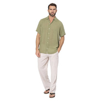 Camicia estiva a maniche corte in cotone verde