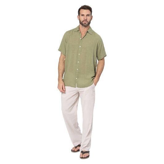 Camicia estiva a maniche corte in cotone verde