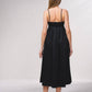Abito midi in cotone con spalline sottili e schiena elastica