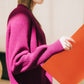 Cardigan lungo a coste in misto cashmere