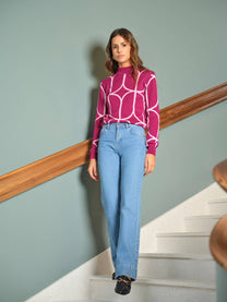 Jeans in denim con bottoni a cuore