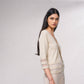Giacca corta in maglia lurex con trasparenze