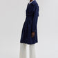Trench coat rilassato con cintura effetto cupro blu navy