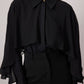 Camicia in popeline nera con mantella in chiffon