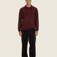 Maglione polo in cotone organico color cioccolato amaro