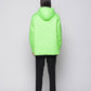 Giacca trapuntata a rombi verde fluo con cappuccio