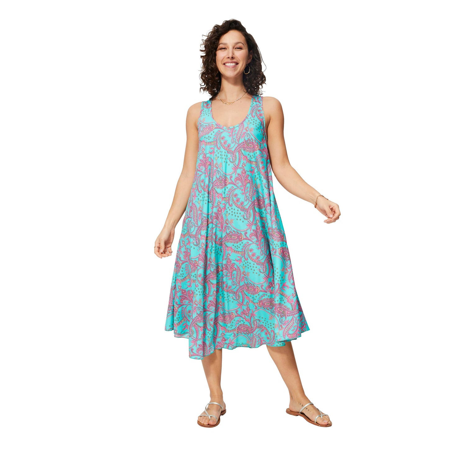 Abito estivo midi senza maniche con stampa paisley