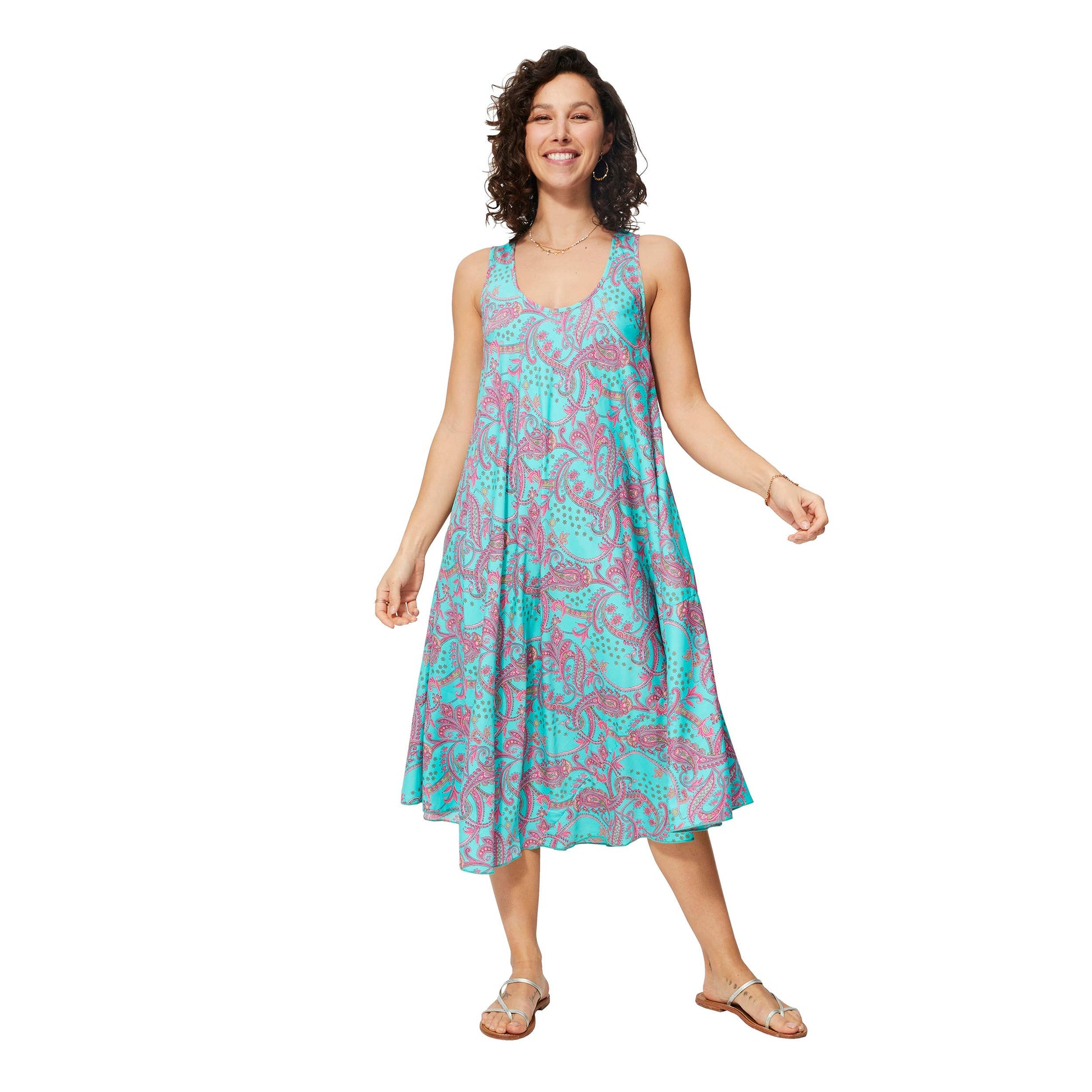 Abito estivo midi senza maniche con stampa paisley