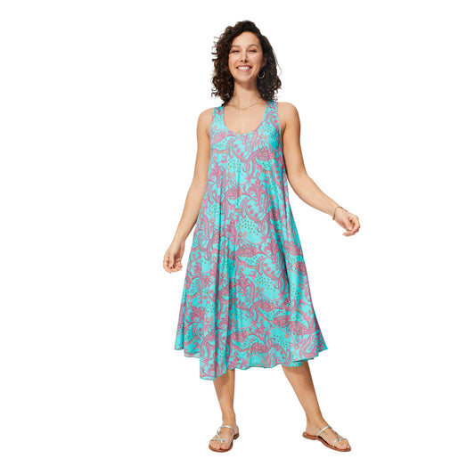 Abito estivo midi senza maniche con stampa paisley