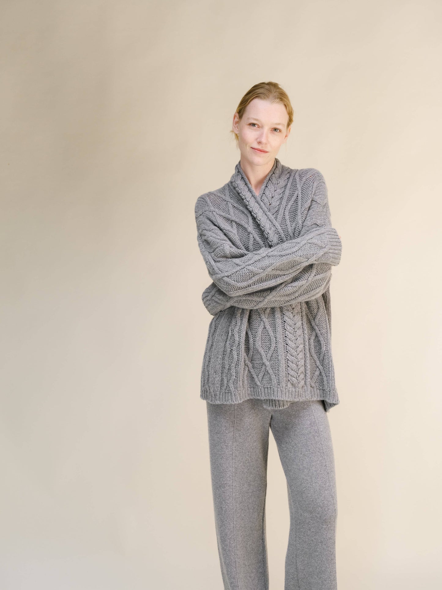 Cardigan Aran oversize in misto cashmere