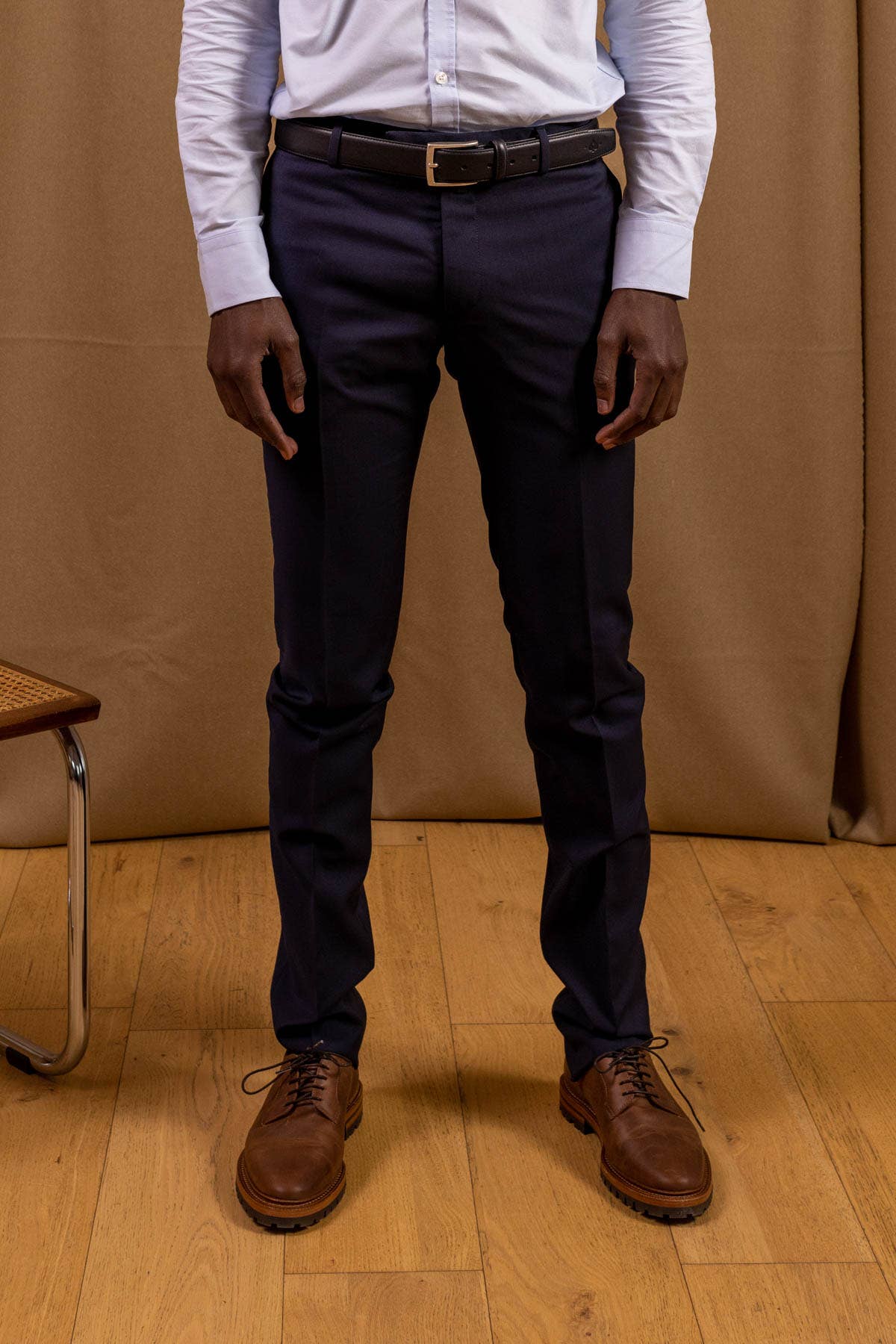 Pantaloni da abito Montaigne in lana blu navy