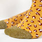 Calzini alla caviglia leopardati glitterati giallo e bordeaux