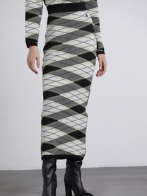 Gonna lunga in maglia a fantasia geometrica
