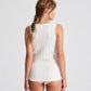Top a costine in cotone biologico Alberte GOTS bianco sporco