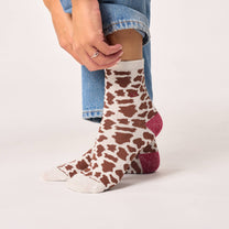 Calzini glitter in cotone con stampa mucca
