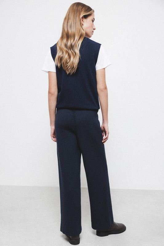 Pantaloni palazzo in maglia con vita elasticizzata