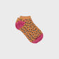 Calzini bassi glitterati leopardati in cotone pettinato arancione