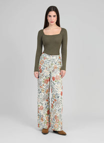 Pantaloni Phiona écru a fantasia floreale