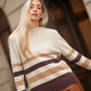 Maglia a righe in lana con collo alto
