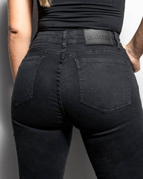 Jeans neri elasticizzati bootcut da donna