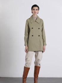 Trench corto in gabardine doppiopetto