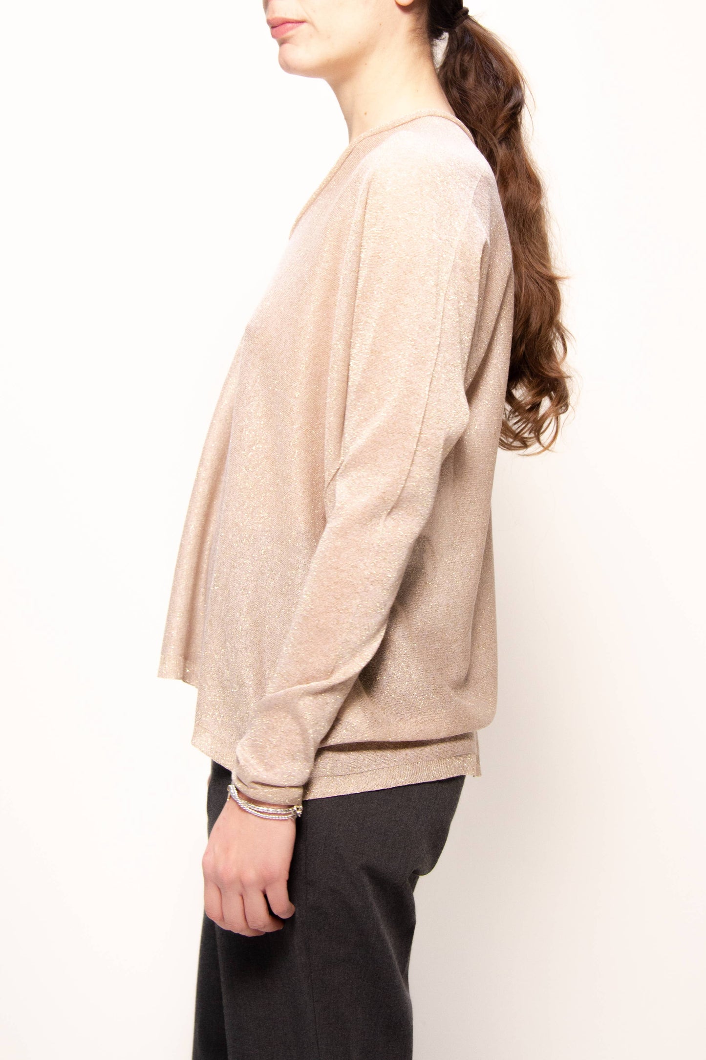 Maxi maglione glitterato con scollo a V