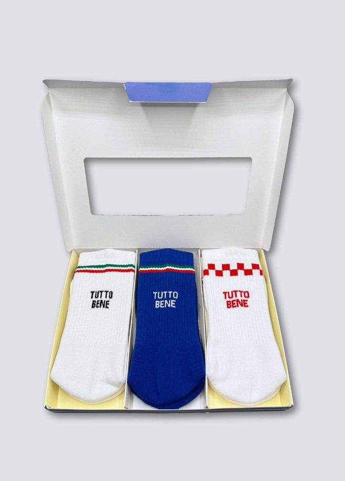 Confezione regalo da 3 calzini “Tutto Bene” in cotone biologico