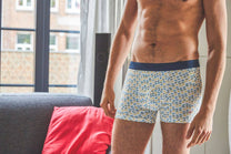 Boxer in cotone biologico con fantasia foglie