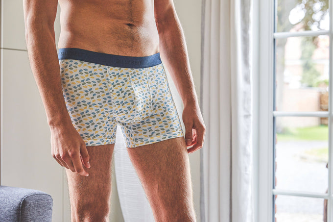 Boxer in cotone biologico con fantasia foglie