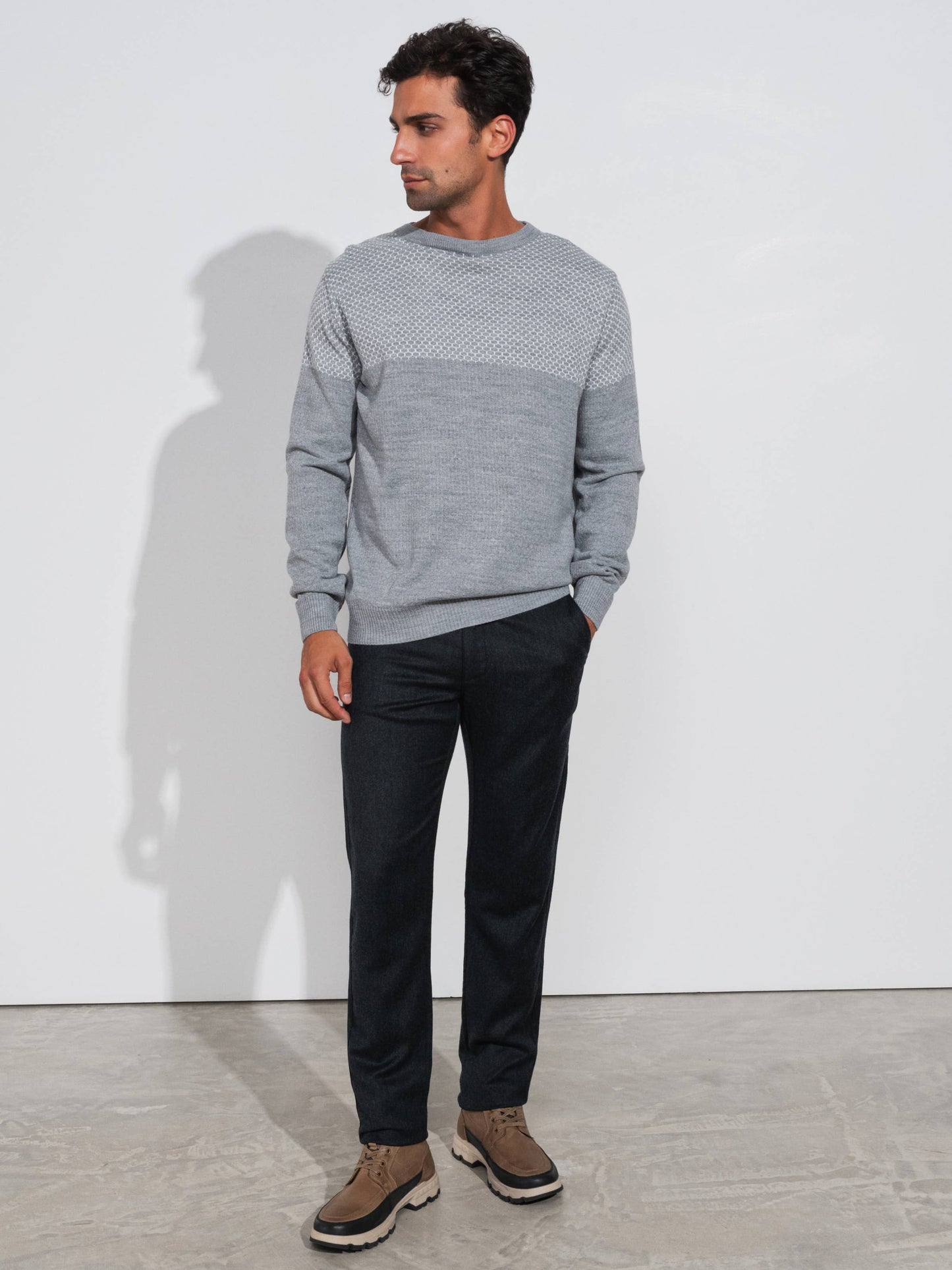 Maglione jacquard bicolore da uomo