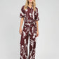 Camicia Kavy bordeaux a stampa floreale con nodo laterale