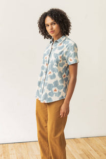 Camicia a maniche corte in cotone con stampa ikat