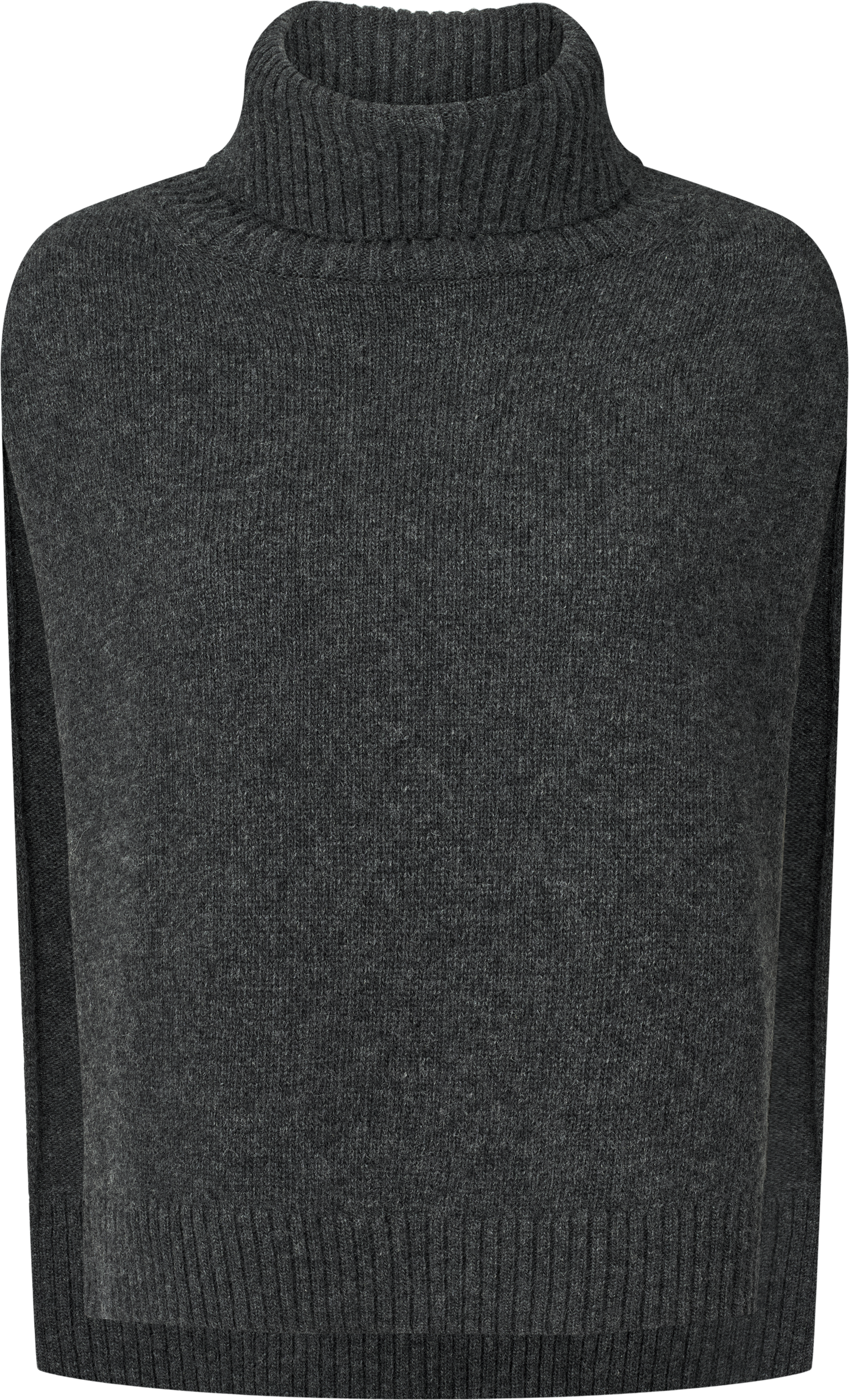 Maglione dolcevita oversize in lana d’agnello grigio scuro mélange