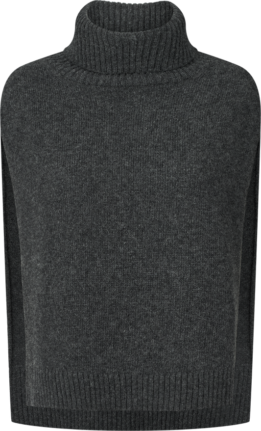 Maglione dolcevita oversize in lana d’agnello grigio scuro mélange