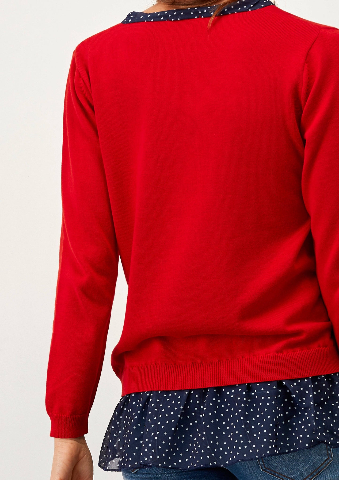 Maglia con fiocco e balza a pois