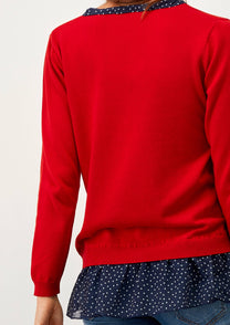 Maglia con fiocco e balza a pois