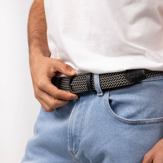 Cintura intrecciata elastica grigio scuro